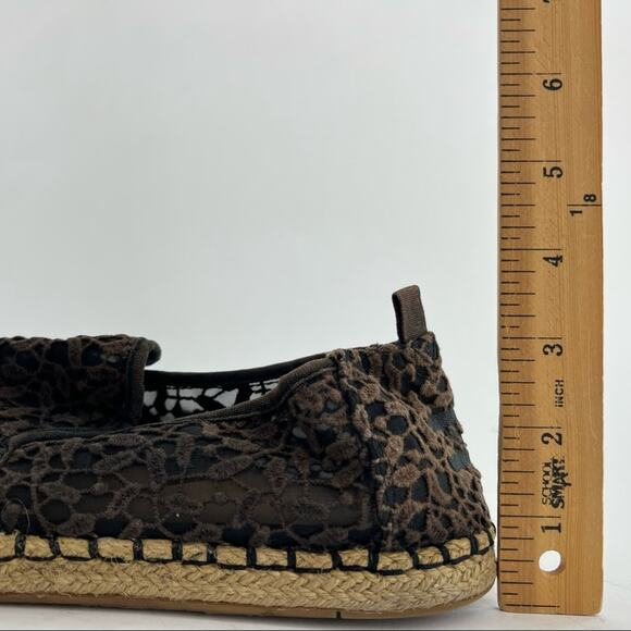 TOMS (8.5) Womens Brown Jacquard Floral Lace Espadrille Slip On Flats - Picture 12 of 13